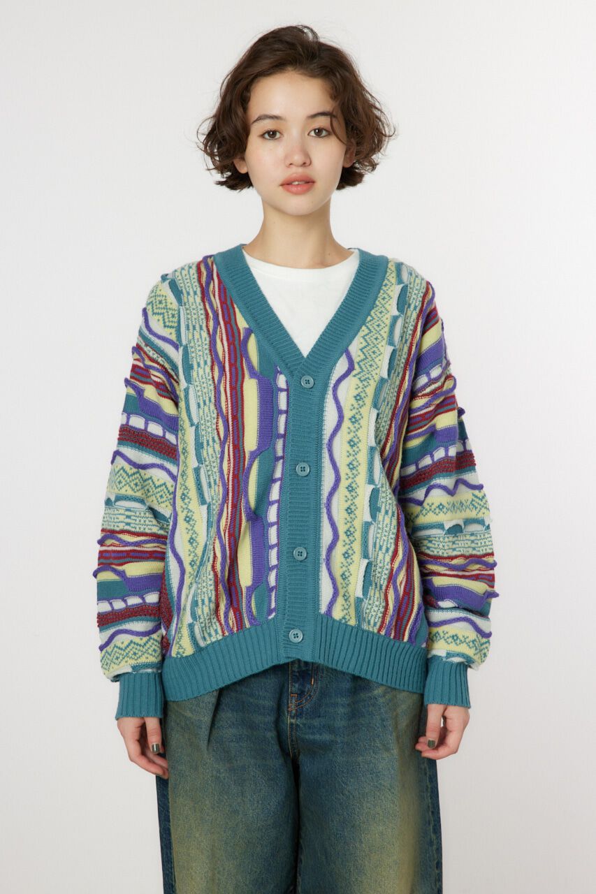 RODEO CROWNS「3Dマルチカラーニットカーディガン」|カーディガン|