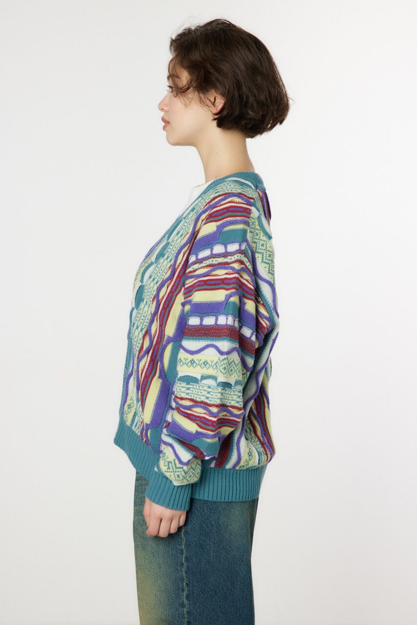 RODEO CROWNS「3Dマルチカラーニットカーディガン」|カーディガン|