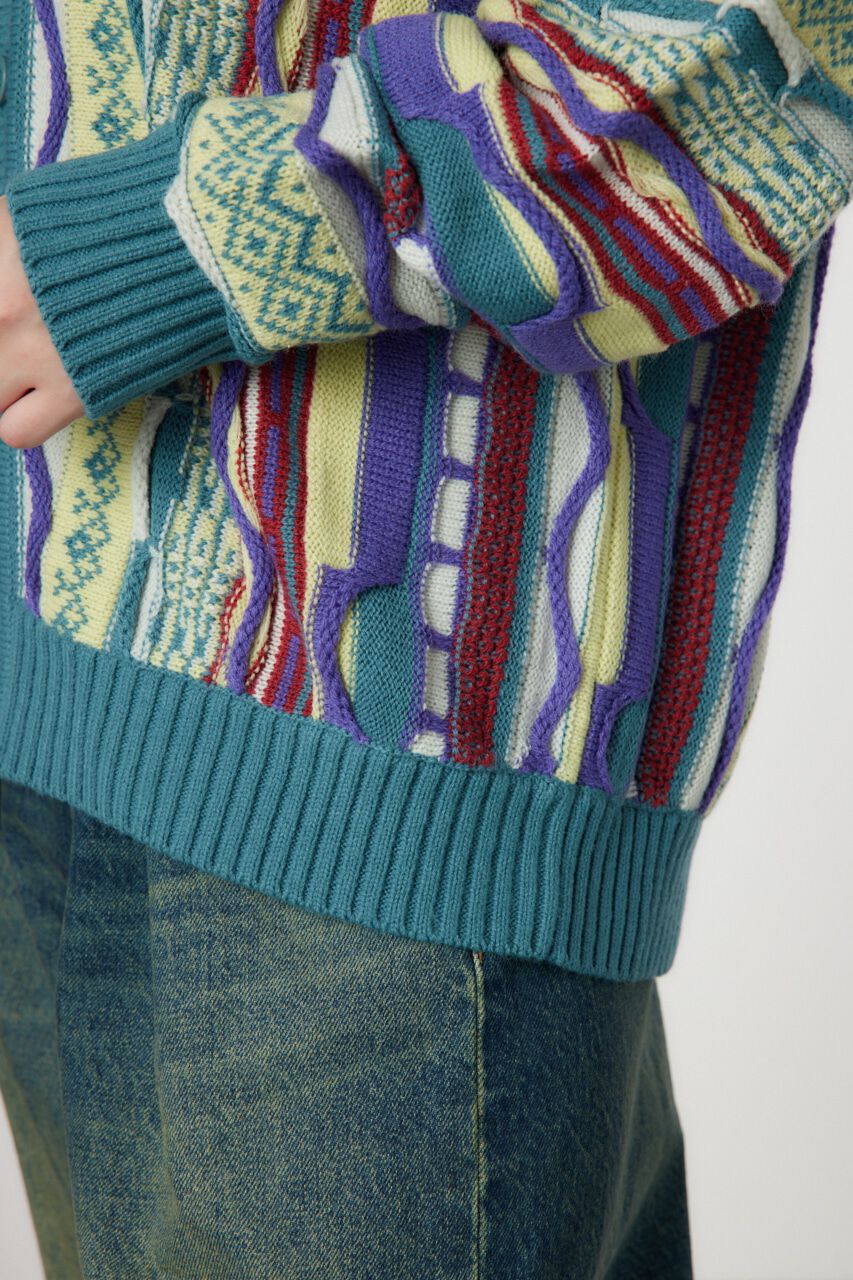 RODEO CROWNS「3Dマルチカラーニットカーディガン」|カーディガン|