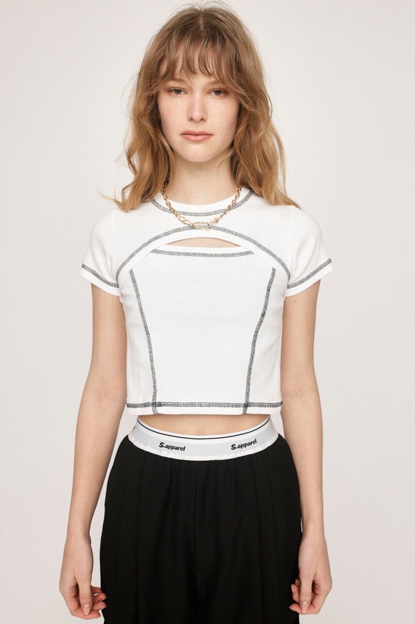 SLY「BI COLOR STITCH トップス」|Tシャツ・カットソー|WHT