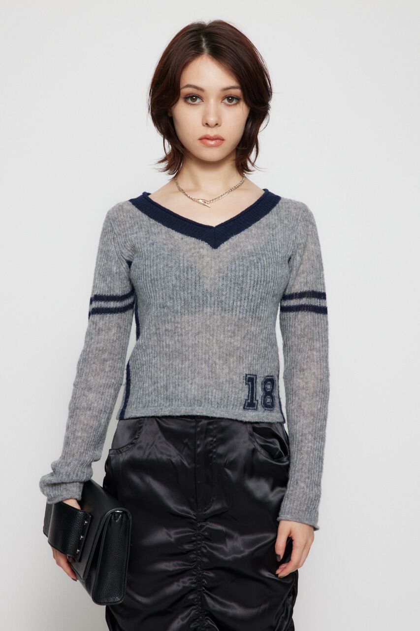 LAGUA GEM「COMPACT NUMBER ニット」|ニット・セーター|GRY