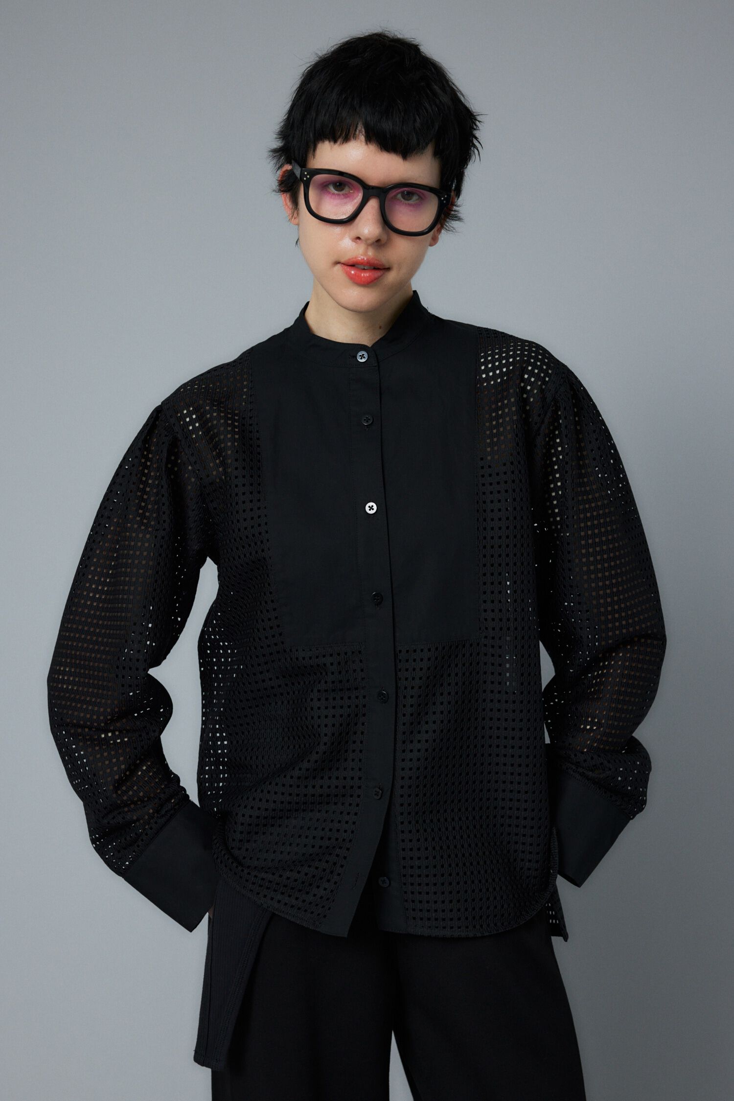 HeRIN.CYE「Mesh shirt」|シャツ・ブラウス|BLK
