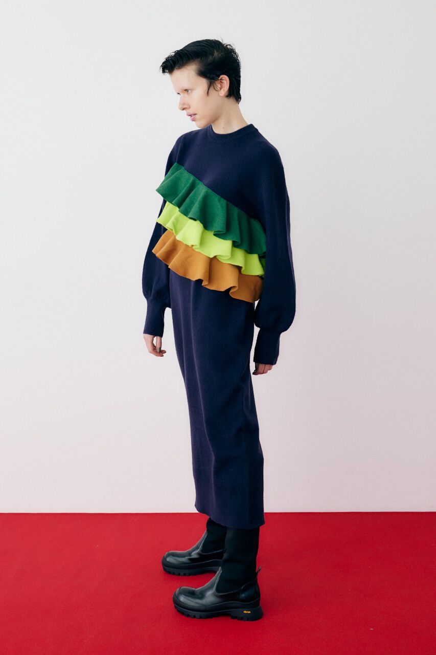 HeRIN.CYE「Frill docked knit dress」|ワンピース|