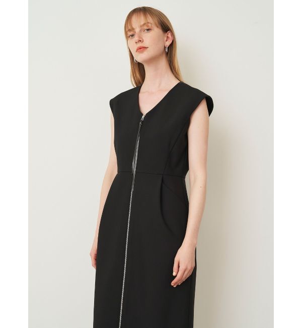 ELENDEEK「CENTER ZIP I-LINE OP」|ワンピース|ブラック