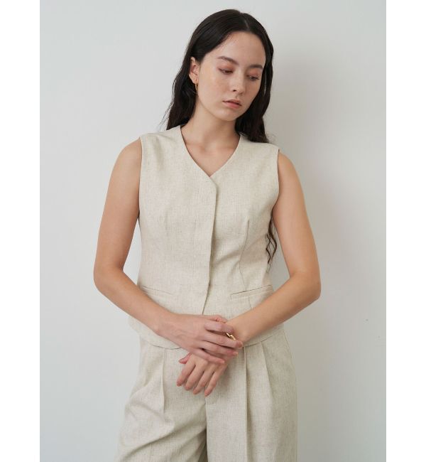 ELENDEEK「SLUB YARN COMPACT GILET」|ベスト・ジレ|ベージュ