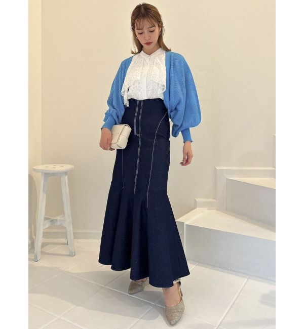 dazzlin「メッシュリボンリラックスカーディガン」|カーディガン|