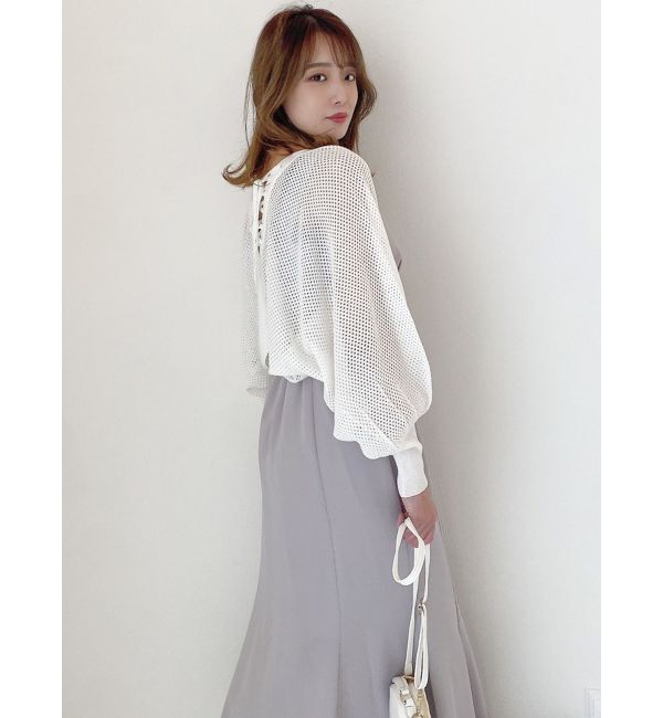 dazzlin「メッシュリボンリラックスカーディガン」|カーディガン|