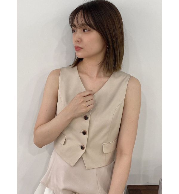 dazzlin「ショートコンパクトベストトップス」|ベスト・ジレ|ベージュ