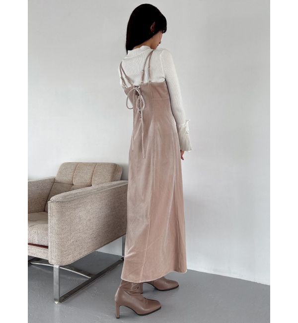 dazzlin「バックレースアップ別珍キャミワンピース」|ワンピース|ベージュ