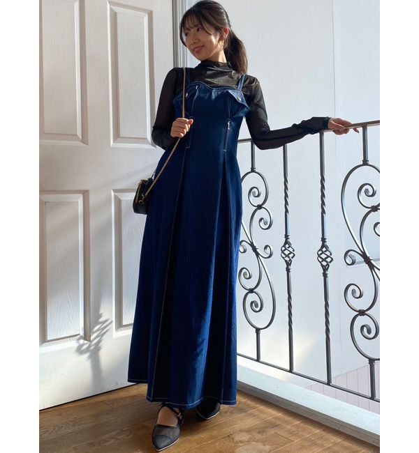 dazzlin「ジップシェイプキャミワンピース」|ワンピース|インディゴ