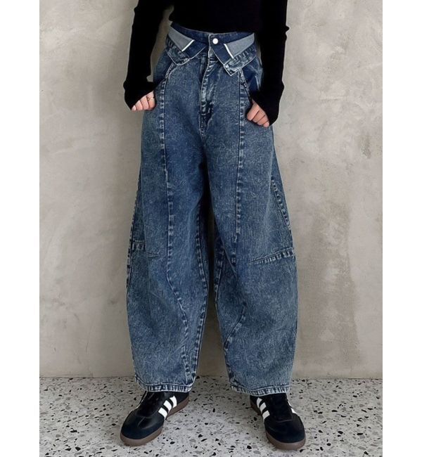 dazzlin「カーブラインデニムパンツ」|デニム|ミックス