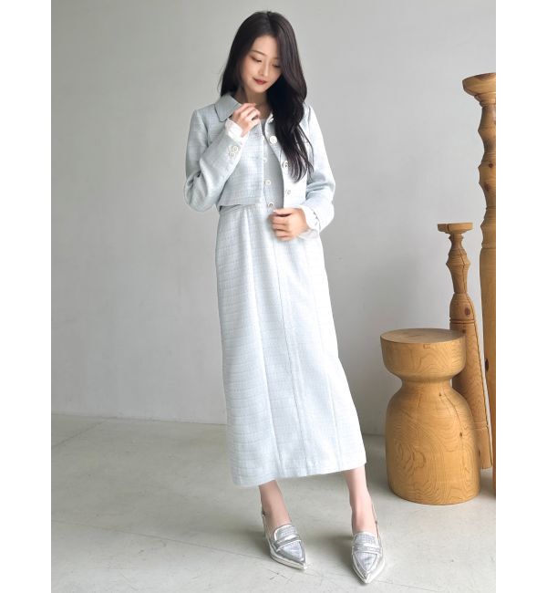 dazzlin「【セットアップ対応】ツイードレイヤードIラインキャミワンピース」|ワンピース|