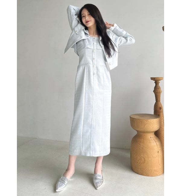 dazzlin「【セットアップ対応】ツイードレイヤードIラインキャミワンピース」|ワンピース|