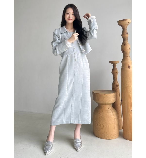 dazzlin「【セットアップ対応】ツイードレイヤードIラインキャミワンピース」|ワンピース|