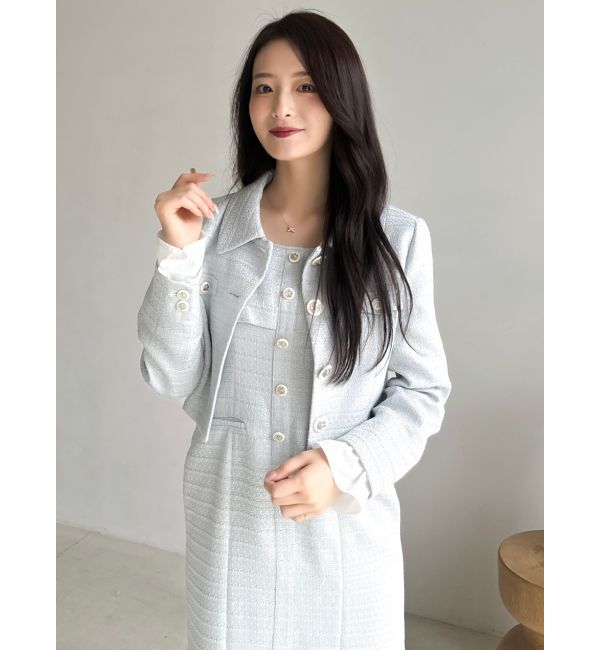 dazzlin「【セットアップ対応】ツイードレイヤードIラインキャミワンピース」|ワンピース|