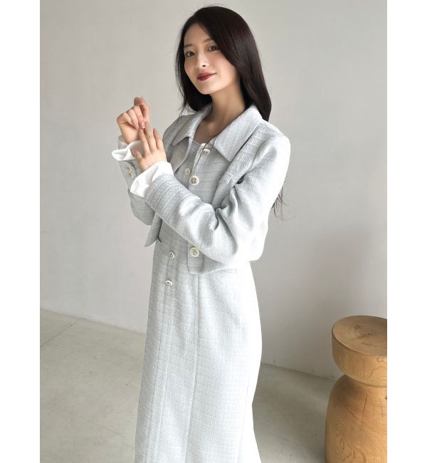 dazzlin「【セットアップ対応】ツイードレイヤードIラインキャミワンピース」|ワンピース|