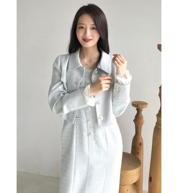 dazzlin「【セットアップ対応】ツイードレイヤードIラインキャミワンピース」|ワンピース|