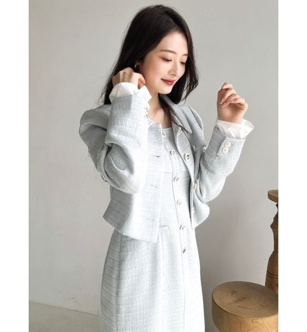 dazzlin「【セットアップ対応】ツイードレイヤードIラインキャミワンピース」|ワンピース|