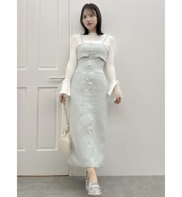 dazzlin「【セットアップ対応】ツイードレイヤードIラインキャミワンピース」|ワンピース|