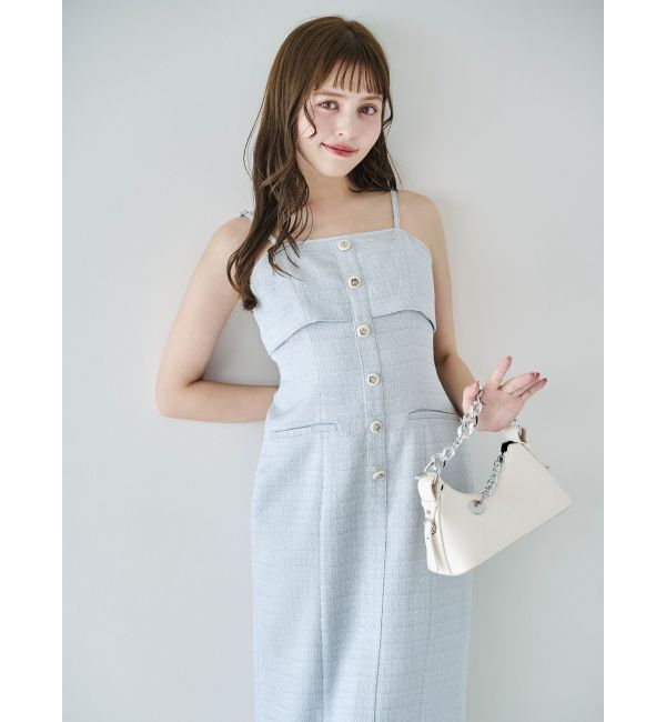 dazzlin「【セットアップ対応】ツイードレイヤードIラインキャミワンピース」|ワンピース|
