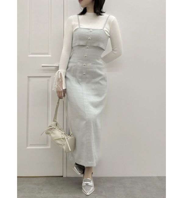 dazzlin「【セットアップ対応】ツイードレイヤードIラインキャミワンピース」|ワンピース|