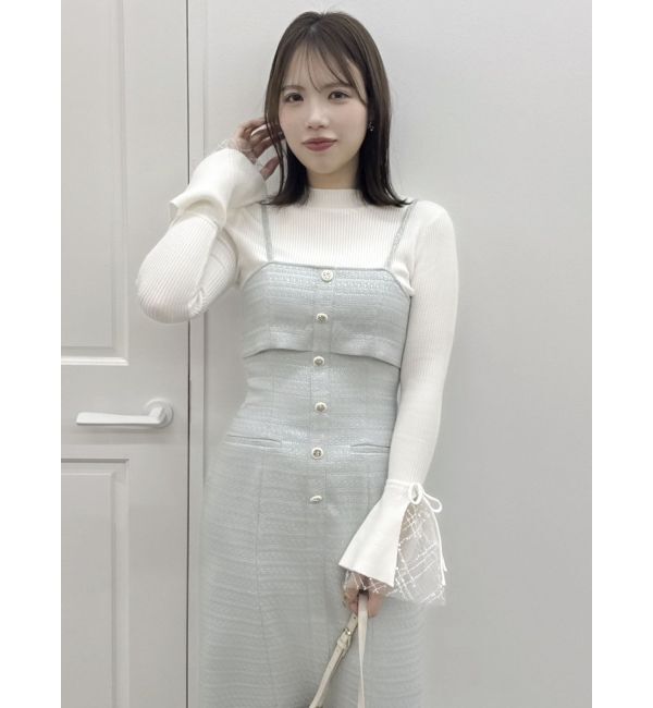dazzlin「【セットアップ対応】ツイードレイヤードIラインキャミワンピース」|ワンピース|