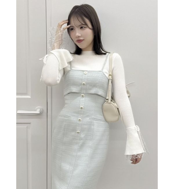 dazzlin「【セットアップ対応】ツイードレイヤードIラインキャミワンピース」|ワンピース|