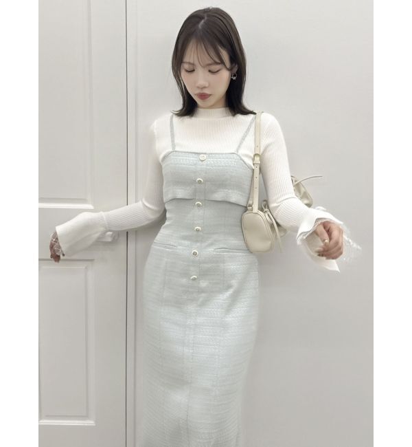 dazzlin「【セットアップ対応】ツイードレイヤードIラインキャミワンピース」|ワンピース|
