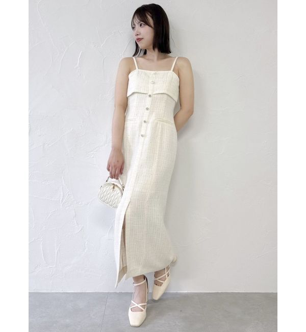 dazzlin「【セットアップ対応】ツイードレイヤードIラインキャミワンピース」|ワンピース|