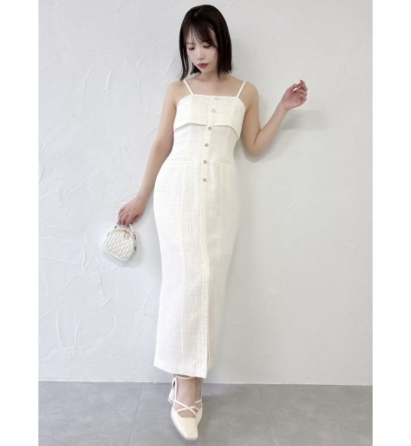 dazzlin「【セットアップ対応】ツイードレイヤードIラインキャミワンピース」|ワンピース|