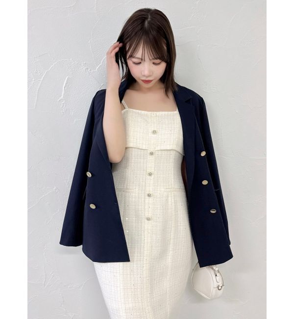 dazzlin「【セットアップ対応】ツイードレイヤードIラインキャミワンピース」|ワンピース|