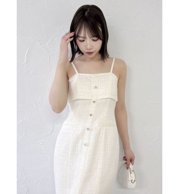 dazzlin「【セットアップ対応】ツイードレイヤードIラインキャミワンピース」|ワンピース|