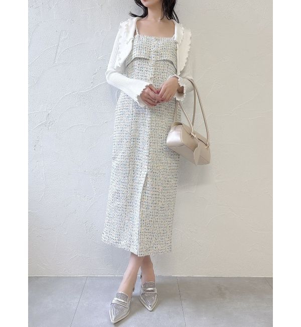 dazzlin「【セットアップ対応】ツイードレイヤードIラインキャミワンピース」|ワンピース|