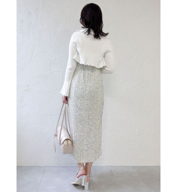 dazzlin「【セットアップ対応】ツイードレイヤードIラインキャミワンピース」|ワンピース|