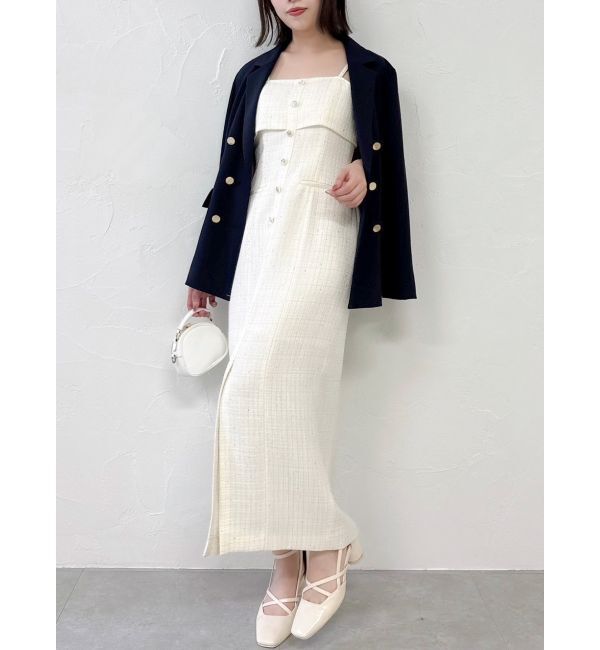 dazzlin「【セットアップ対応】ツイードレイヤードIラインキャミワンピース」|ワンピース|イエロー