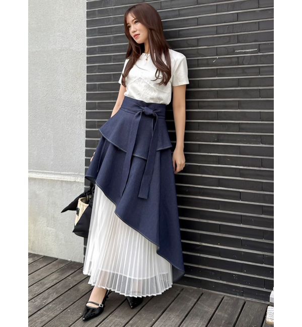 dazzlin「【再生産】アシメティアードプリーツスカート」|スカート|