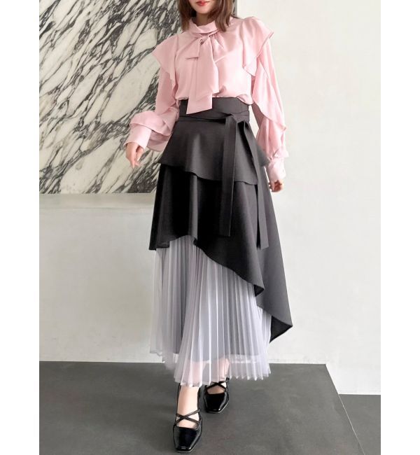 dazzlin「【再生産】アシメティアードプリーツスカート」|スカート|