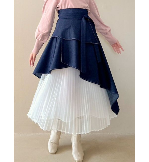 dazzlin「【再生産】アシメティアードプリーツスカート」|スカート|
