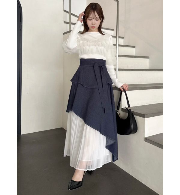 dazzlin「【再生産】アシメティアードプリーツスカート」|スカート|
