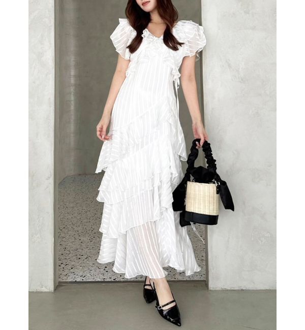 dazzlin「バリエフルイドワンピース」|ワンピース|オフホワイト