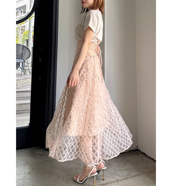 dazzlin「チェックチュールコルセットスカート」|スカート|ピンク