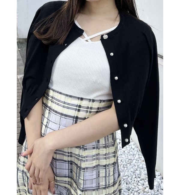 MERCURYDUO「ビジューボタンニットカーデ」|カーディガン|