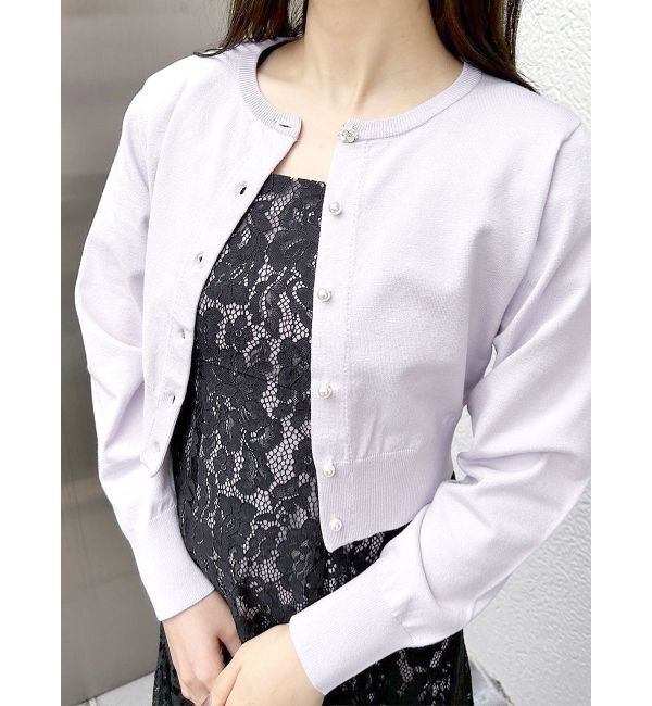 MERCURYDUO「ビジューボタンニットカーデ」|カーディガン|ラベンダー