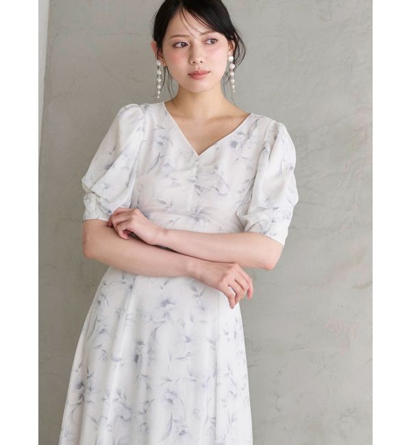 MERCURYDUO「フラワーギャザースリーブワンピース」|ワンピース|オフホワイト