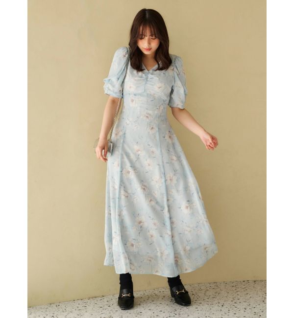 MERCURYDUO「フラワーギャザースリーブワンピース」|ワンピース|
