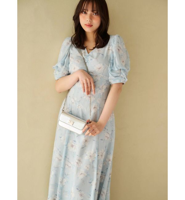 MERCURYDUO「フラワーギャザースリーブワンピース」|ワンピース|