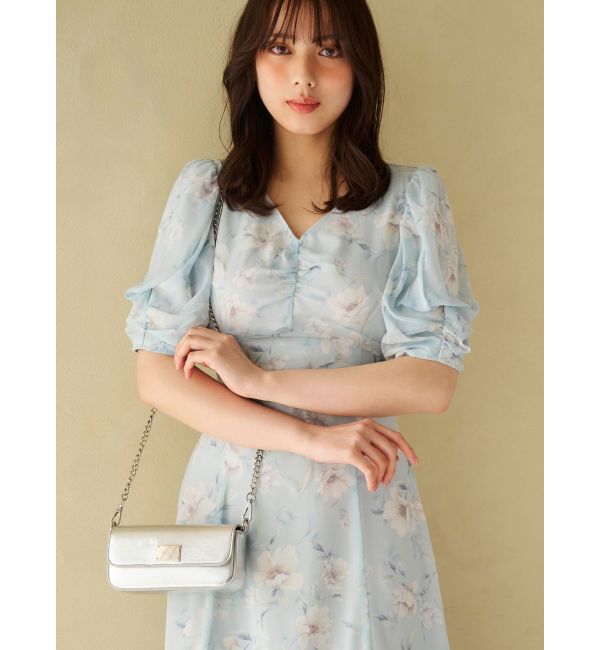 MERCURYDUO「フラワーギャザースリーブワンピース」|ワンピース|