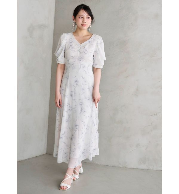 MERCURYDUO「フラワーギャザースリーブワンピース」|ワンピース|