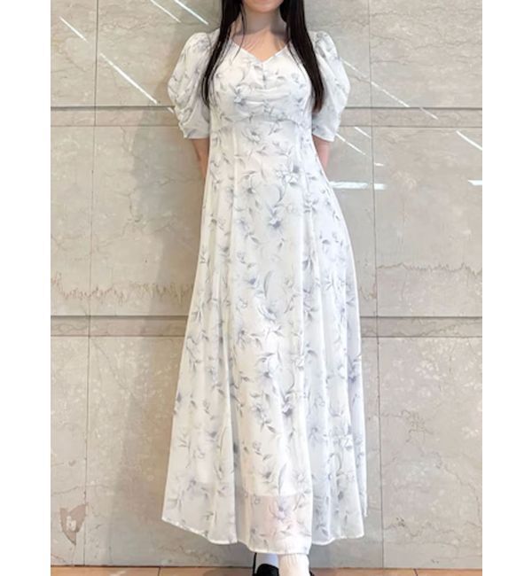 MERCURYDUO「フラワーギャザースリーブワンピース」|ワンピース|