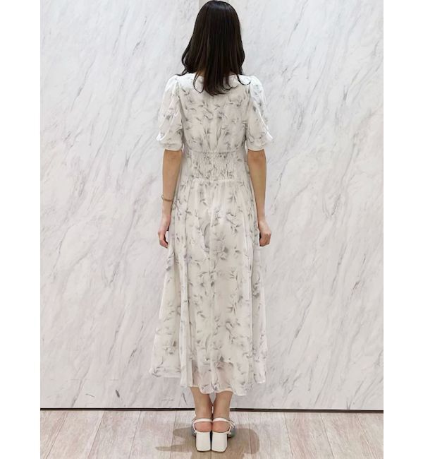 MERCURYDUO「フラワーギャザースリーブワンピース」|ワンピース|